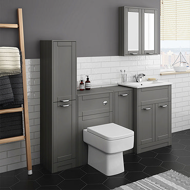 Keswick Grey Sink Vanity Unit, Storage Unit, Tall Boy + Toilet Package  Profile Large Image