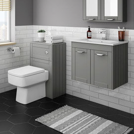 Keswick Grey Wall Hung 2-Door Vanity Unit + Toilet Package Medium Image
