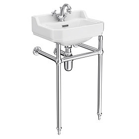 Keswick Traditional 500mm Basin & Chrome Wash Stand Large Image