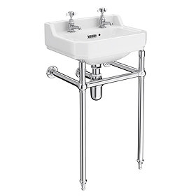 Keswick Traditional Basin 2TH & Chrome Wash Stand - 500mm Large Image