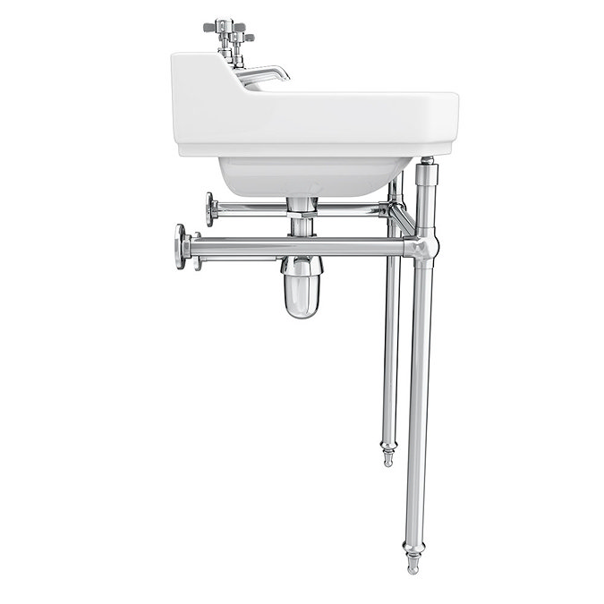 Keswick Traditional 560mm Basin & Chrome Wash Stand  In Bathroom Large Image