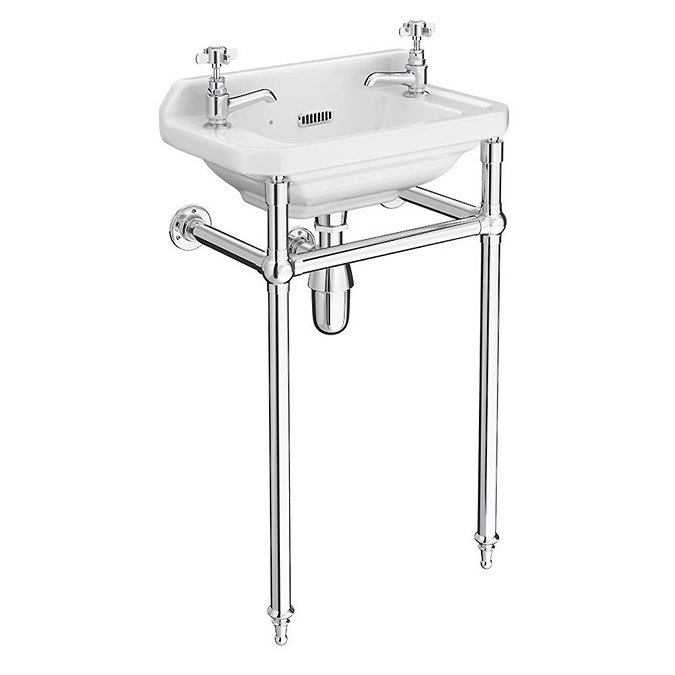 Keswick Traditional 515mm Cloakroom Basin 2TH & Chrome Wash Stand