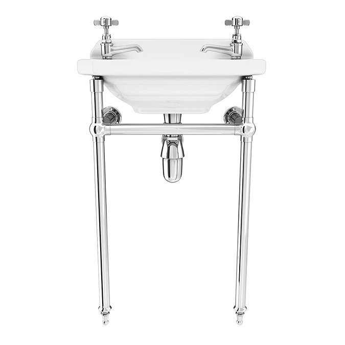 Keswick Traditional 515mm Cloakroom Basin 2TH & Chrome Wash Stand  Feature Large Image