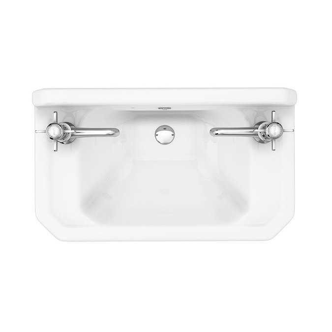 Keswick Traditional 515mm Cloakroom Basin 2TH & Chrome Wash Stand  In Bathroom Large Image
