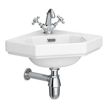 Keswick Traditional Corner Cloakroom Basin 1TH - 420 x 450mm  Profile Large Image