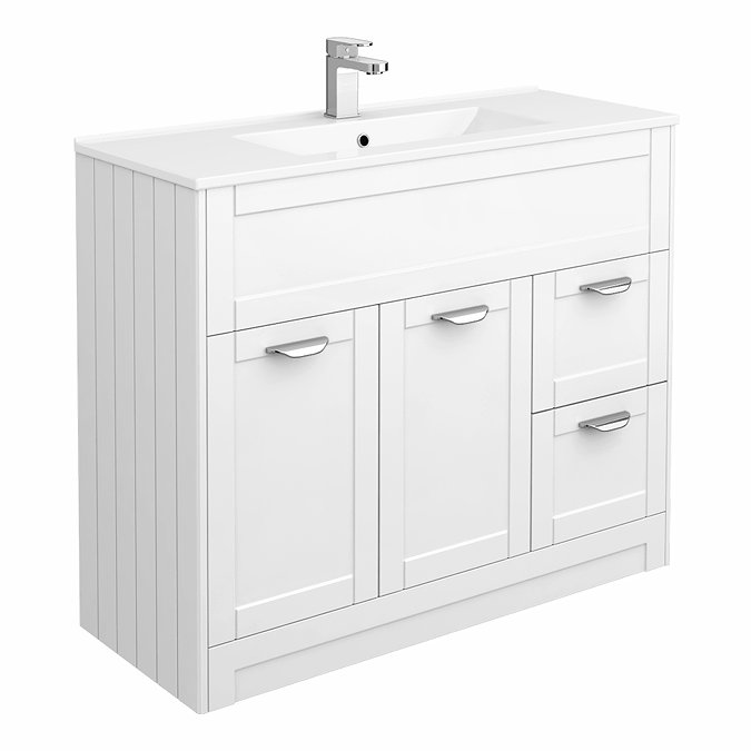 Keswick White 1015mm Sink Vanity Unit, Tall Boy + Toilet Package  Profile Large Image