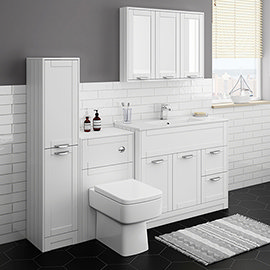 Keswick White 1015mm Sink Vanity Unit, Tall Boy + Toilet Package Medium Image