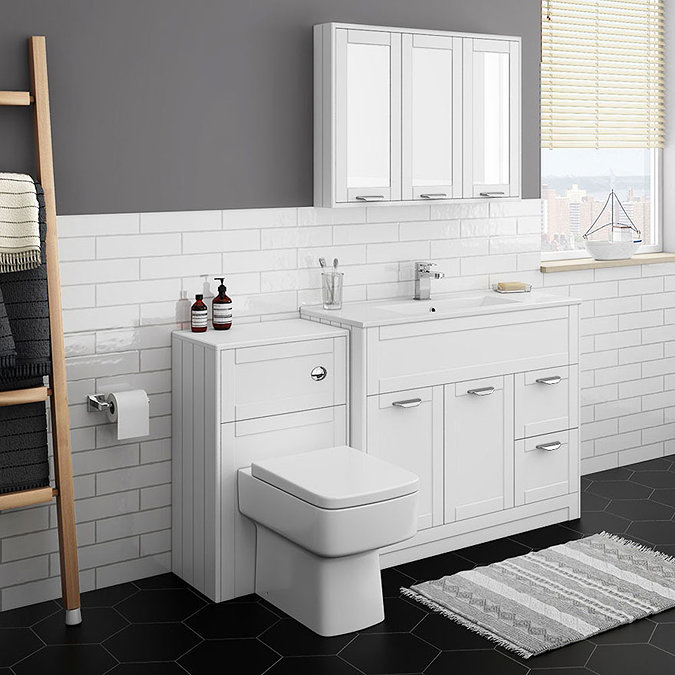 Keswick White 1015mm Sink Vanity Unit + Toilet Package Large Image