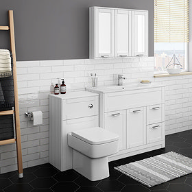 Keswick White 1015mm Sink Vanity Unit + Toilet Package Large Image