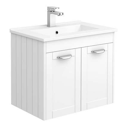 Keswick White 620mm Traditional Wall Hung 2 Door Vanity Unit Large Image