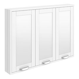 Keswick White 900mm Traditional Wall Hung 3 Door Mirror Cabinet Medium Image