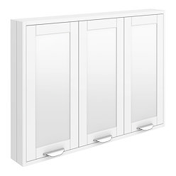 Keswick White 900mm Traditional Wall Hung 3 Door Mirror Cabinet Large Image