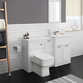 Keswick White Sink Vanity Unit, Storage Unit + Toilet Package Medium Image