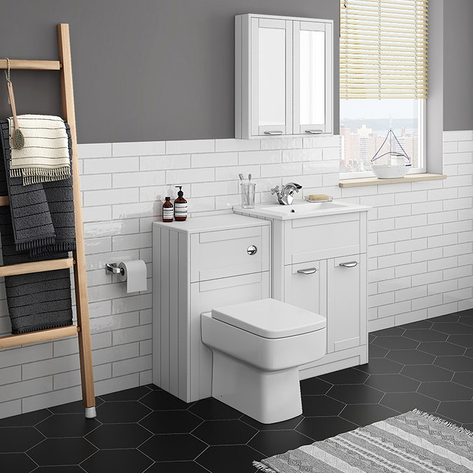 Keswick White 620mm Sink Vanity Unit + Toilet Package  Newest Large Image