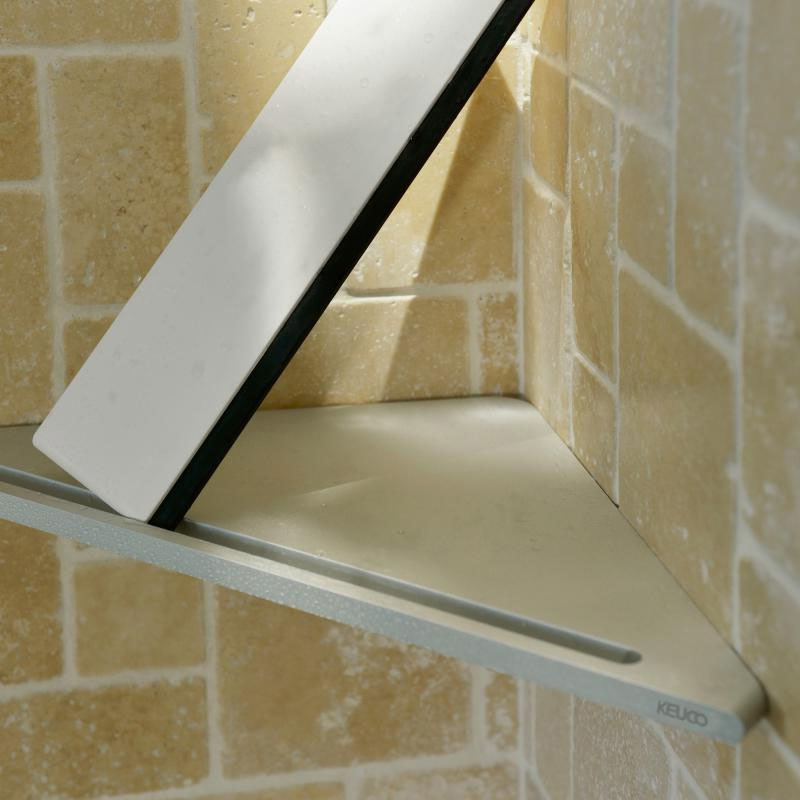Keuco Edition 400 Corner Shower Shelf with Integrated Squeegee - Chrome  Profile Large Image