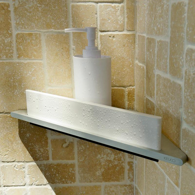 Keuco Edition 400 Corner Shower Shelf with Integrated Squeegee - Chrome Large Image
