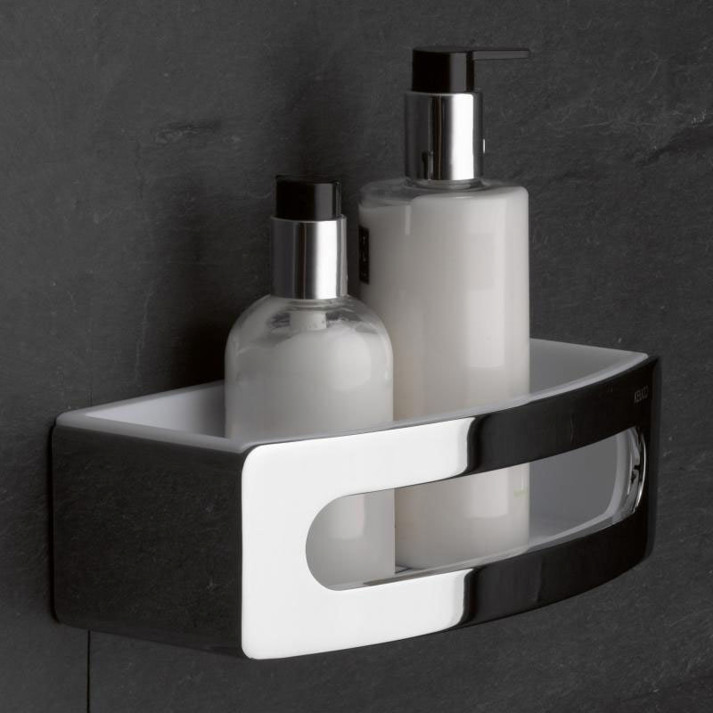 Keuco Elegance Shower Basket - Chrome/White Profile Large Image