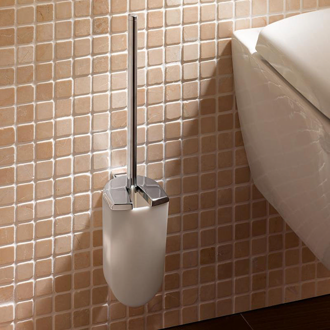Keuco Elegance Wall Mounted Toilet Brush & Holder - Chrome/White Large Image