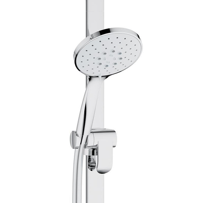 Keuco Ixmo Round Thermostatic Shower System with Head + Slide Rail Kit - Chrome  Feature Large Image