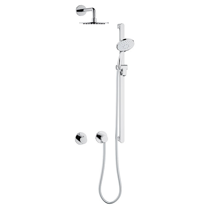 Keuco Ixmo Round Thermostatic Shower System with Head + Slide Rail Kit - Chrome  In Bathroom Large I