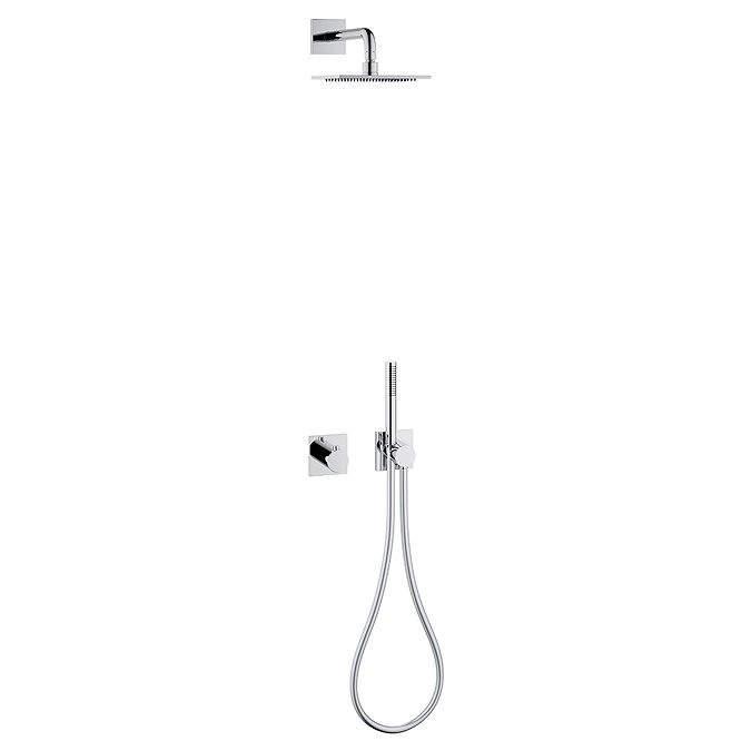 Keuco Ixmo Square Thermostatic Shower System with Head + Handset - Chrome  Standard Large Image