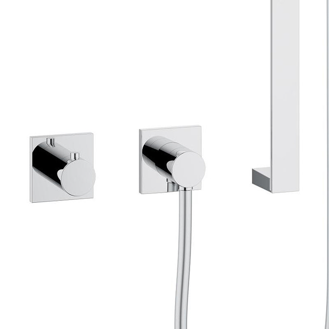 Keuco Ixmo Square Thermostatic Shower System with Head + Slide Rail Kit - Chrome  Standard Large Ima