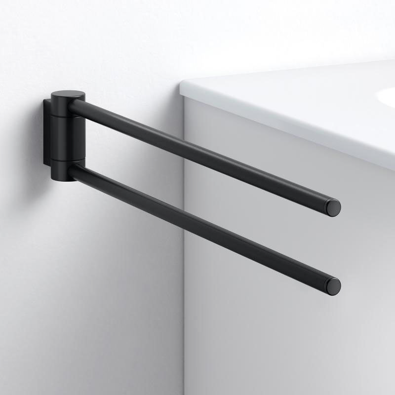 Keuco Plan Double Swivel Towel Rail - Black  Profile Large Image