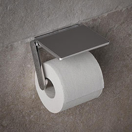 Keuco Plan Toilet Roll Holder with Shelf - Chrome Medium Image