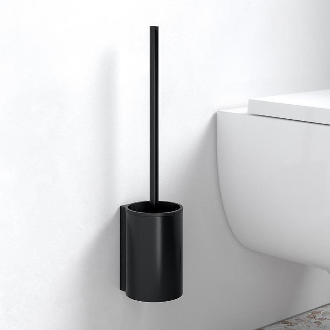Keuco Plan Wall Mounted Toilet Brush & Holder - Black Large Image