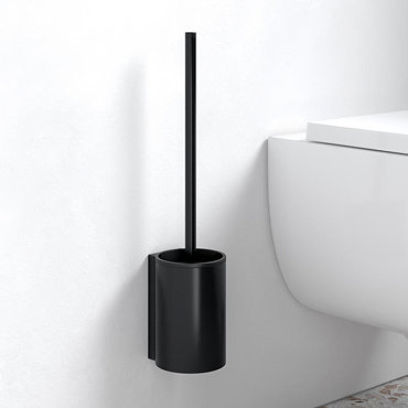 Keuco Plan Wall Mounted Toilet Brush & Holder - Black  Profile Large Image