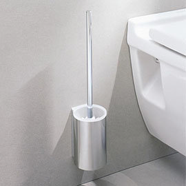 Keuco Plan Wall Mounted Toilet Brush & Holder - Chrome/White Medium Image