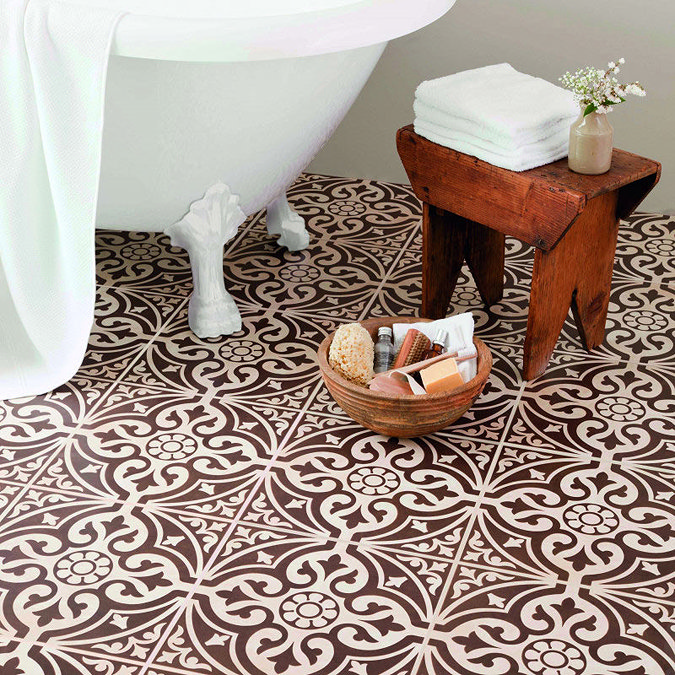Kingsbridge Brown Patterned Floor Tiles - 331 x 331mm Large Image