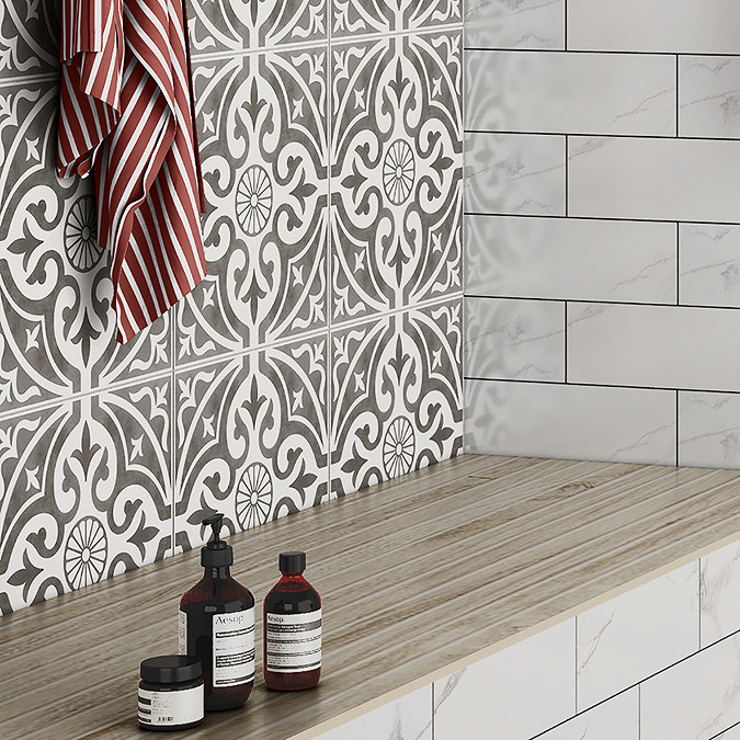 Kingsbridge Grey Patterned Wall and Floor Tiles - 330 x 330mm