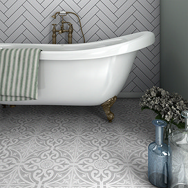 Kingsbridge Silver Patterned Wall and Floor Tiles - 330 x 330mm