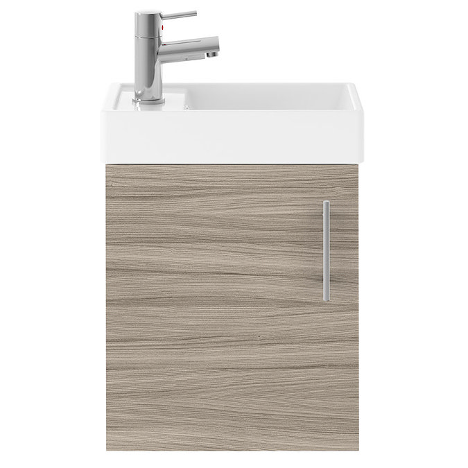 Milan W400 x D222mm Driftwood Effect Compact Wall Hung Basin Unit Feature Large Image