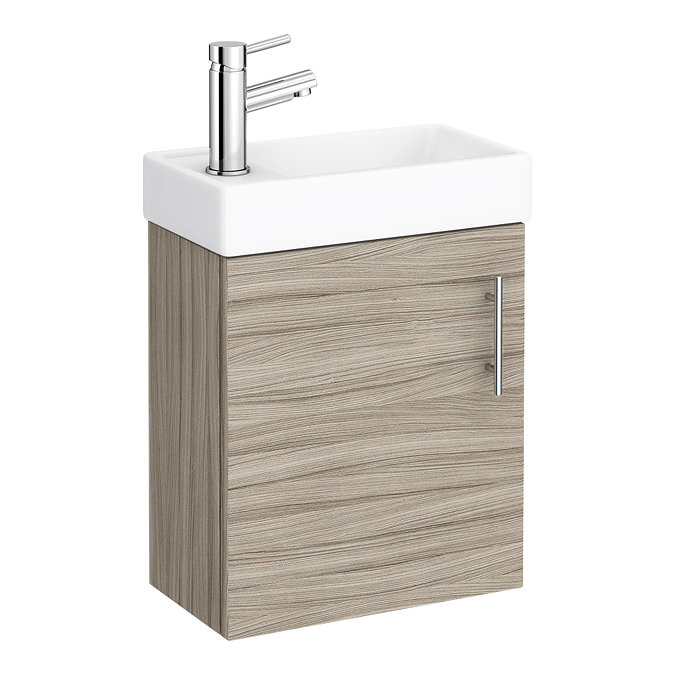 Milan W400 x D222mm Driftwood Effect Compact Wall Hung Basin Unit Large Image