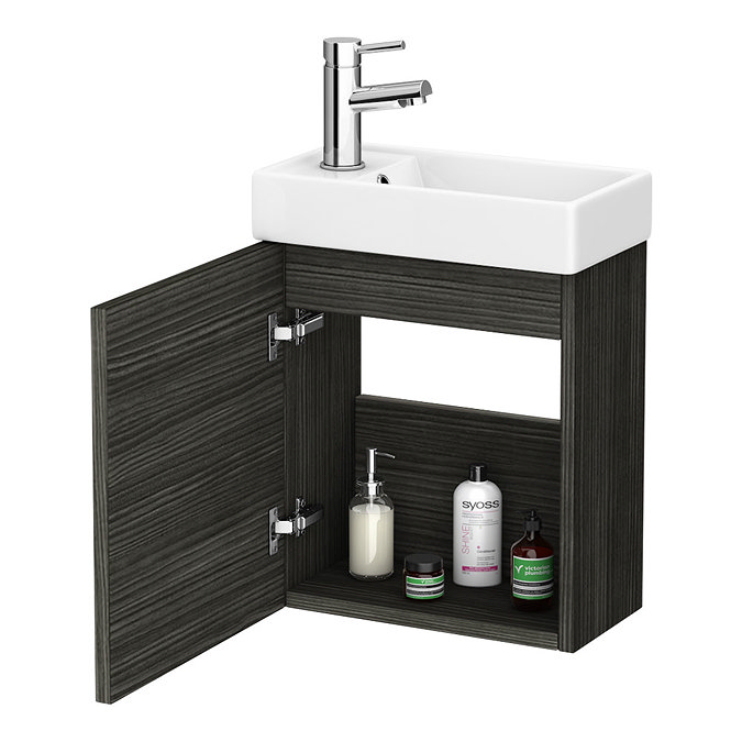 Milan W400 x D222mm Hacienda Black Compact Wall Hung Basin Unit Standard Large Image