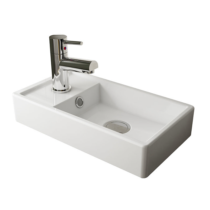 Kington W400 x D222mm Natural Oak Effect Compact Wall Hung Basin Unit Profile Large Image