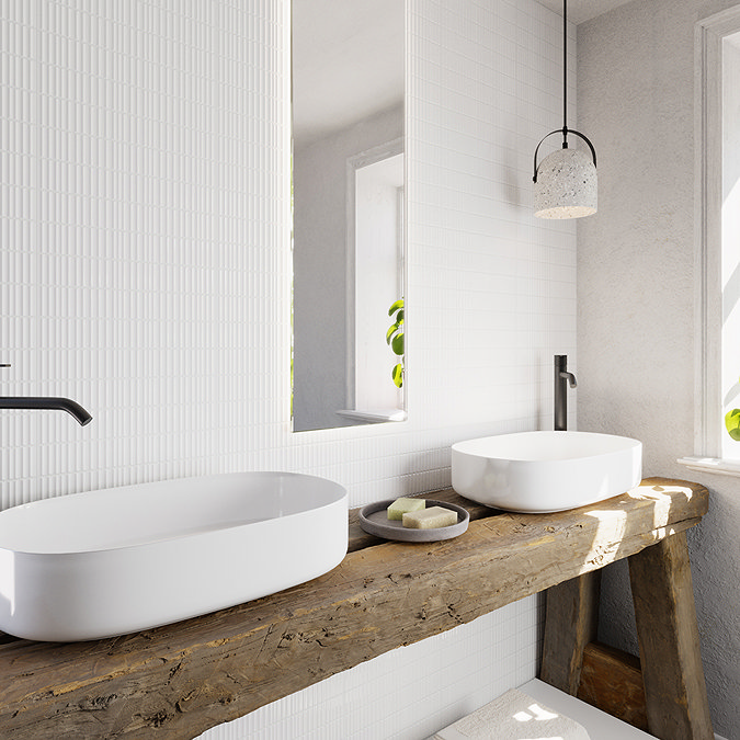 Kita Gloss White Fluted Wall Tiles - 50 x 300mm