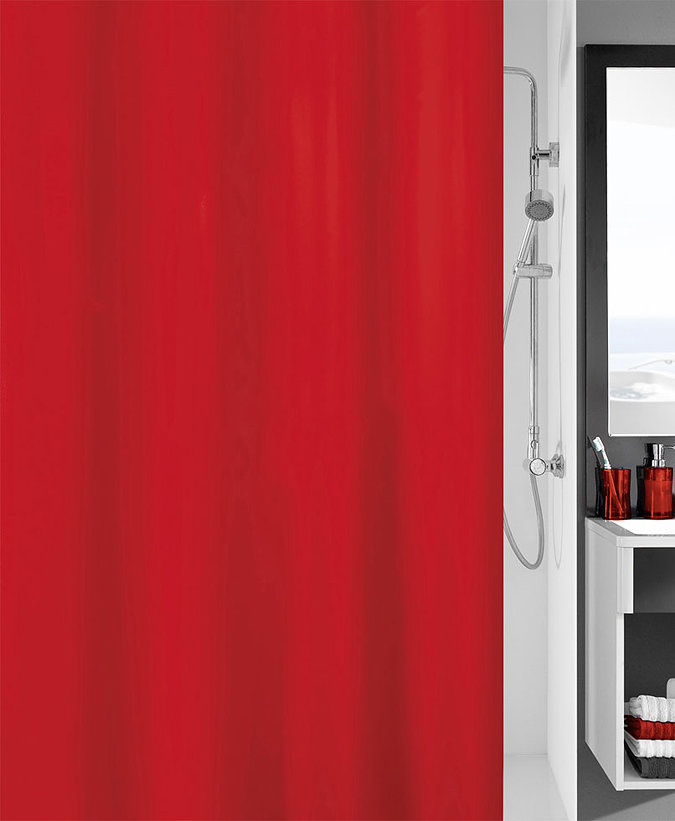 Kleine Wolke Kito Polyester Shower Curtain - W1800 x H2000 - Red - 4937-462-305 Large Image