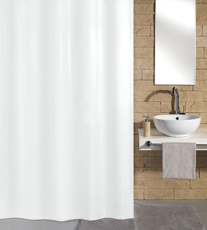Kleine Wolke Kito Polyester Shower Curtain - W1800 x H2000 - White - 4937-114-305 Large Image