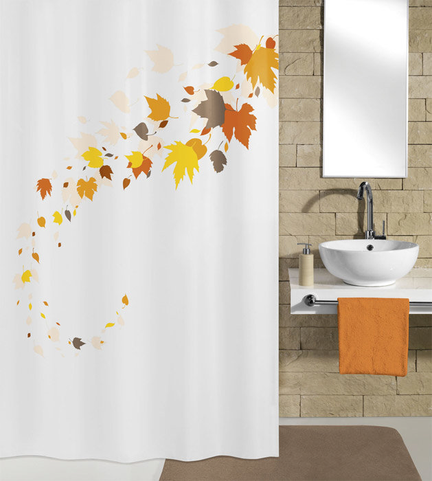 Kleine Wolke - Leaves Polyester Shower Curtain - W1800 x H2000 - Orange Large Image