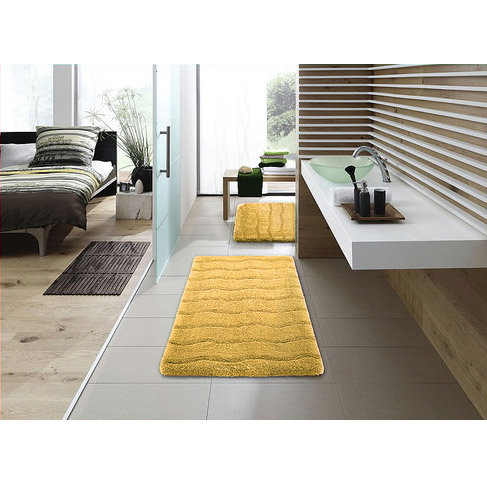 Kleine Wolke - Medina Organic Cotton Bath Mat - Yellow - Various Size Options Feature Large Image