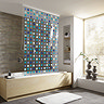 Kleine Wolke - Vinyl Blue Squares Shower Roller Blind W1340 x H2400mm (Parts A+B) Large Image