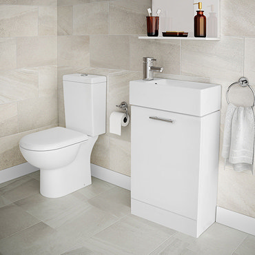 Knedlington Short Projection Toilet with 480mm Cabinet + Basin Set  Profile Large Image