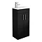 Kobe Cloakroom Floor Standing Unit with Resin Basin W400 x D250mm - Gloss Black Large Image