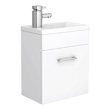 Kobe Cloakroom Wall Mounted Unit with Resin Basin W400 x D250mm - Gloss White Profile Large Image