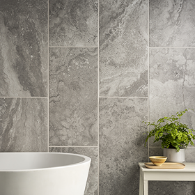 Kolyma Grey Stone Effect Wall and Floor Tiles - 300 x 600mm
