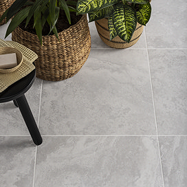 Kolyma Perla Grey Stone Effect Wall and Floor Tiles - 600 x 600mm