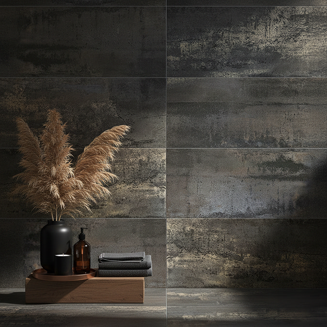 Korten Graphite Oxide Metal Effect Wall & Floor Tiles - 300 x 600mm